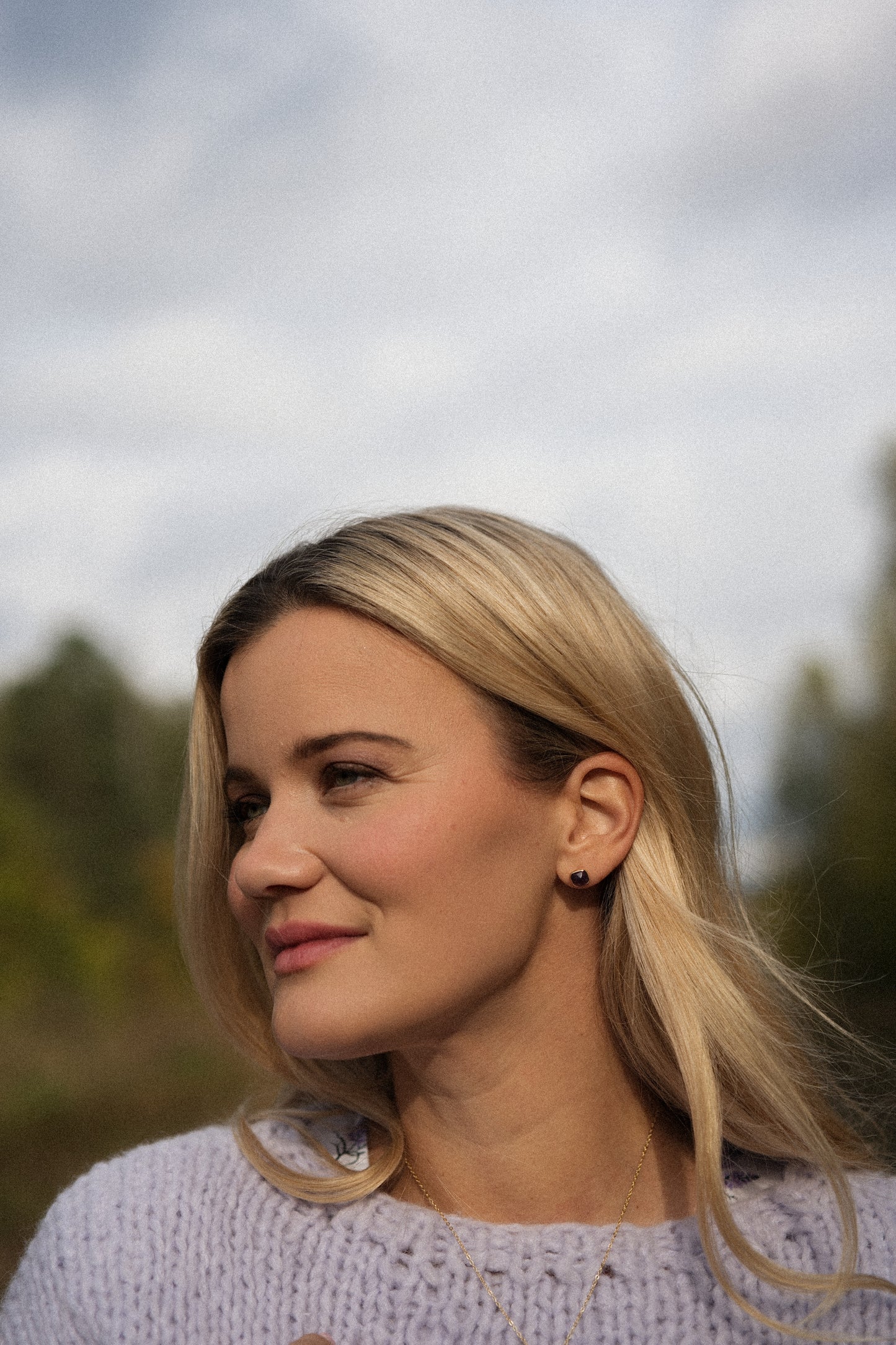 Øredobber i forgylt sølv med ametyst RO