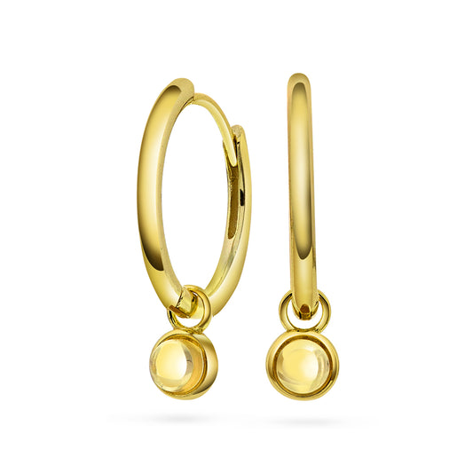 Ørering i forgylt sølv med citrin GLEDE (24 mm)