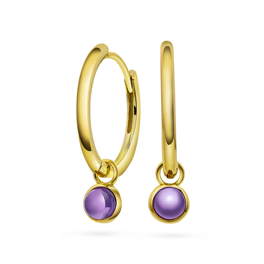 Ørering i forgylt sølv med ametyst RO (24mm)