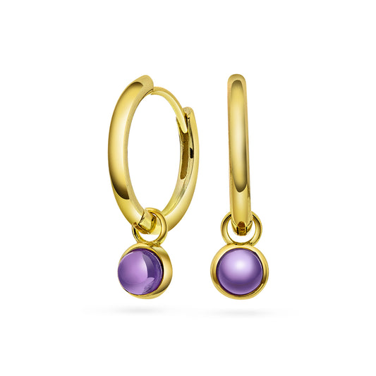Ørering i forgylt sølv med ametyst RO (18mm)