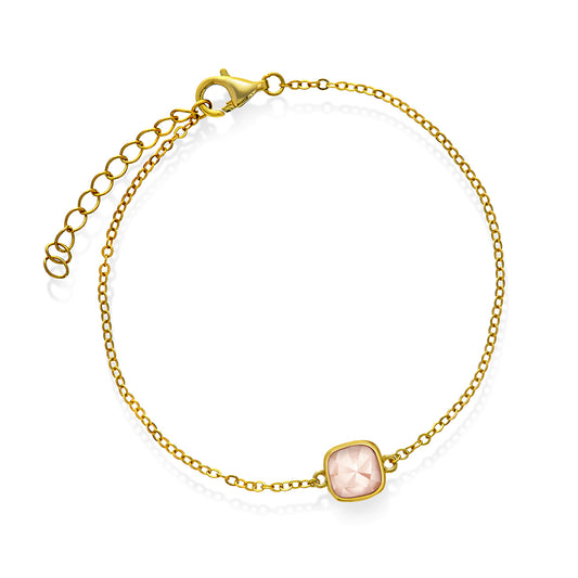 Armbånd i forgylt sølv med rosa opal KJÆRLIGHET