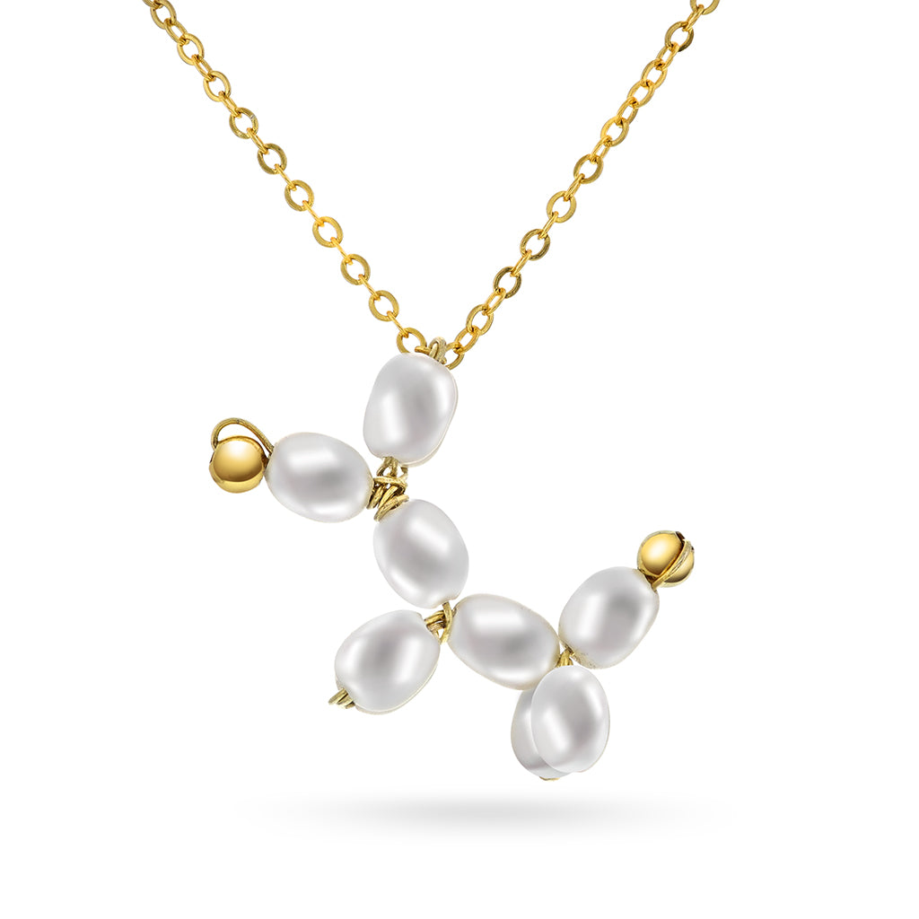 Hund av ferskvannsperler og forgylt sølv