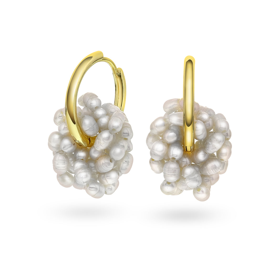 Øreringer i forgylt sølv ferskvannsperler