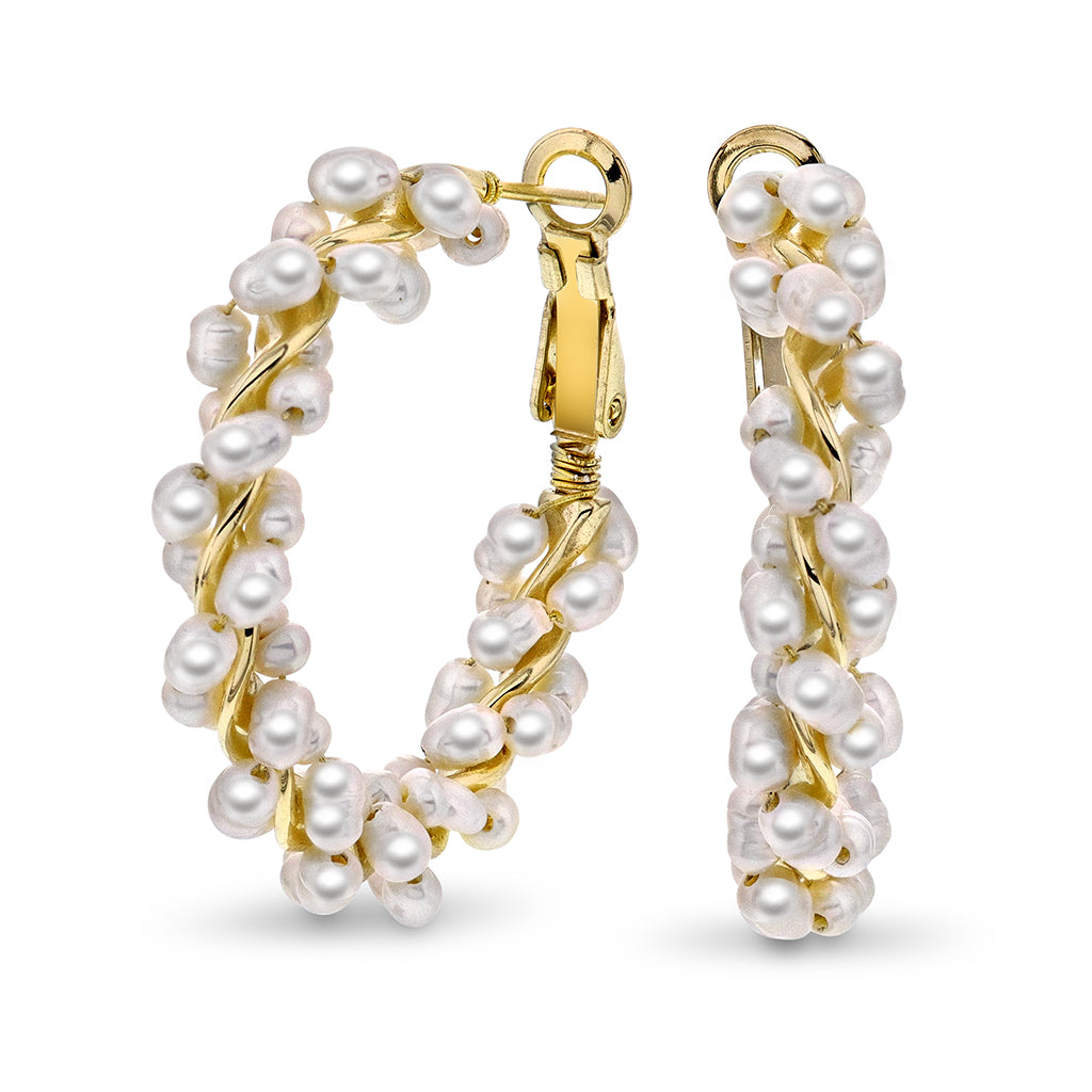 Perledrøm øreringer i sølv - 30mm