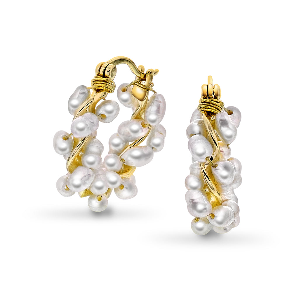 Perledrøm øreringer i sølv - 18mm