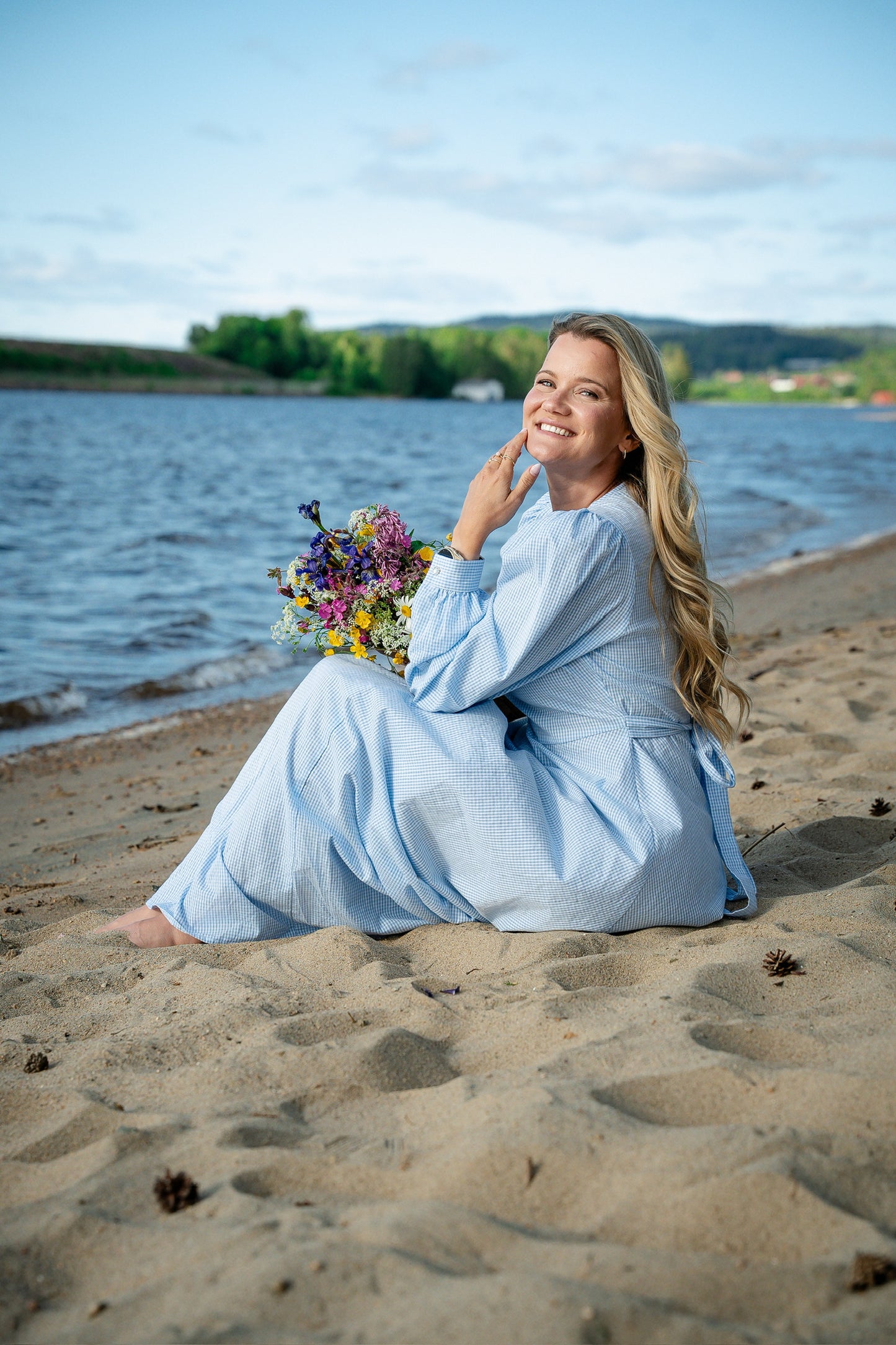 Madikken-kjole blå ruter