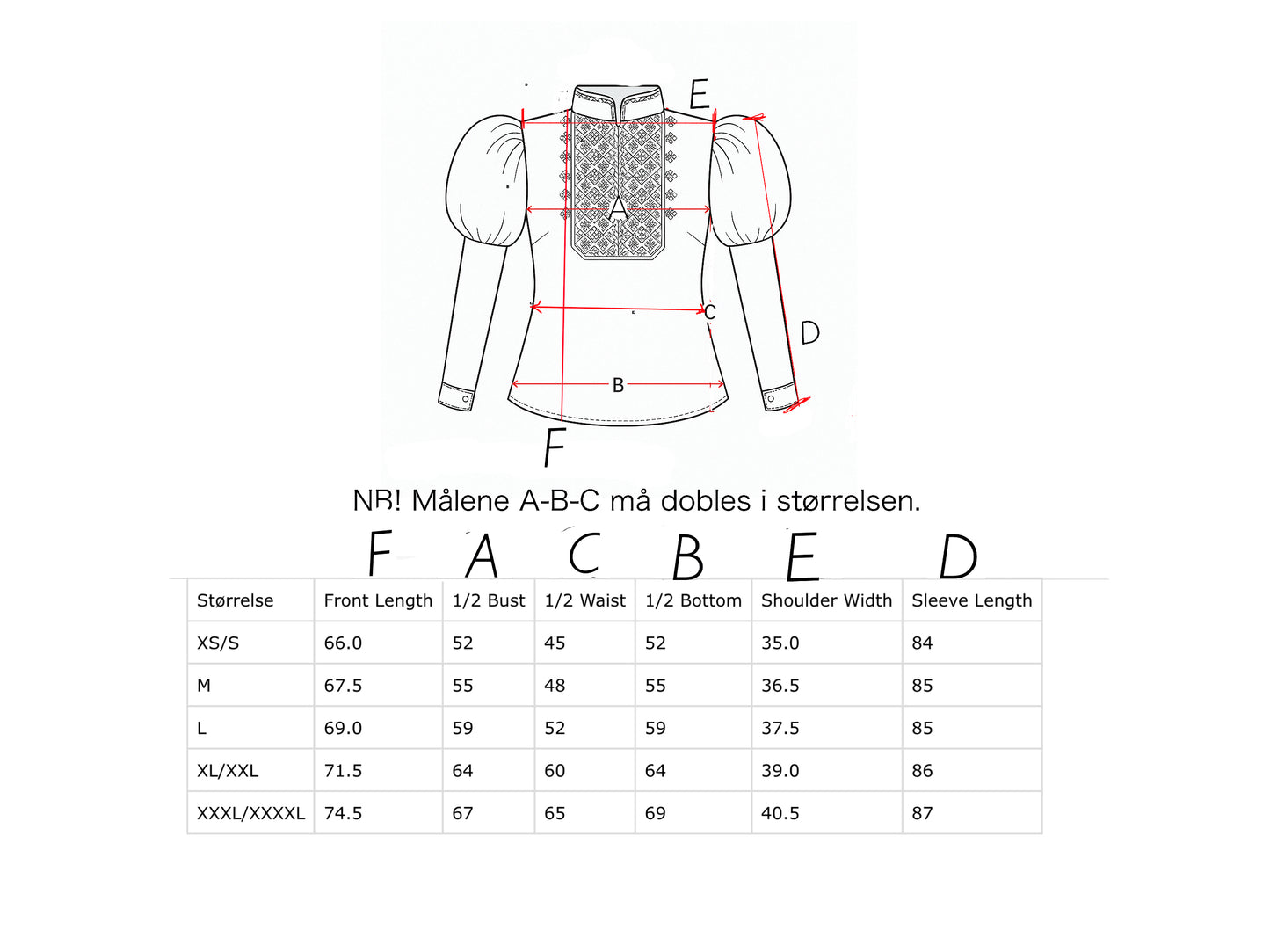 Drømmeblusen Hvit med rosa broderi