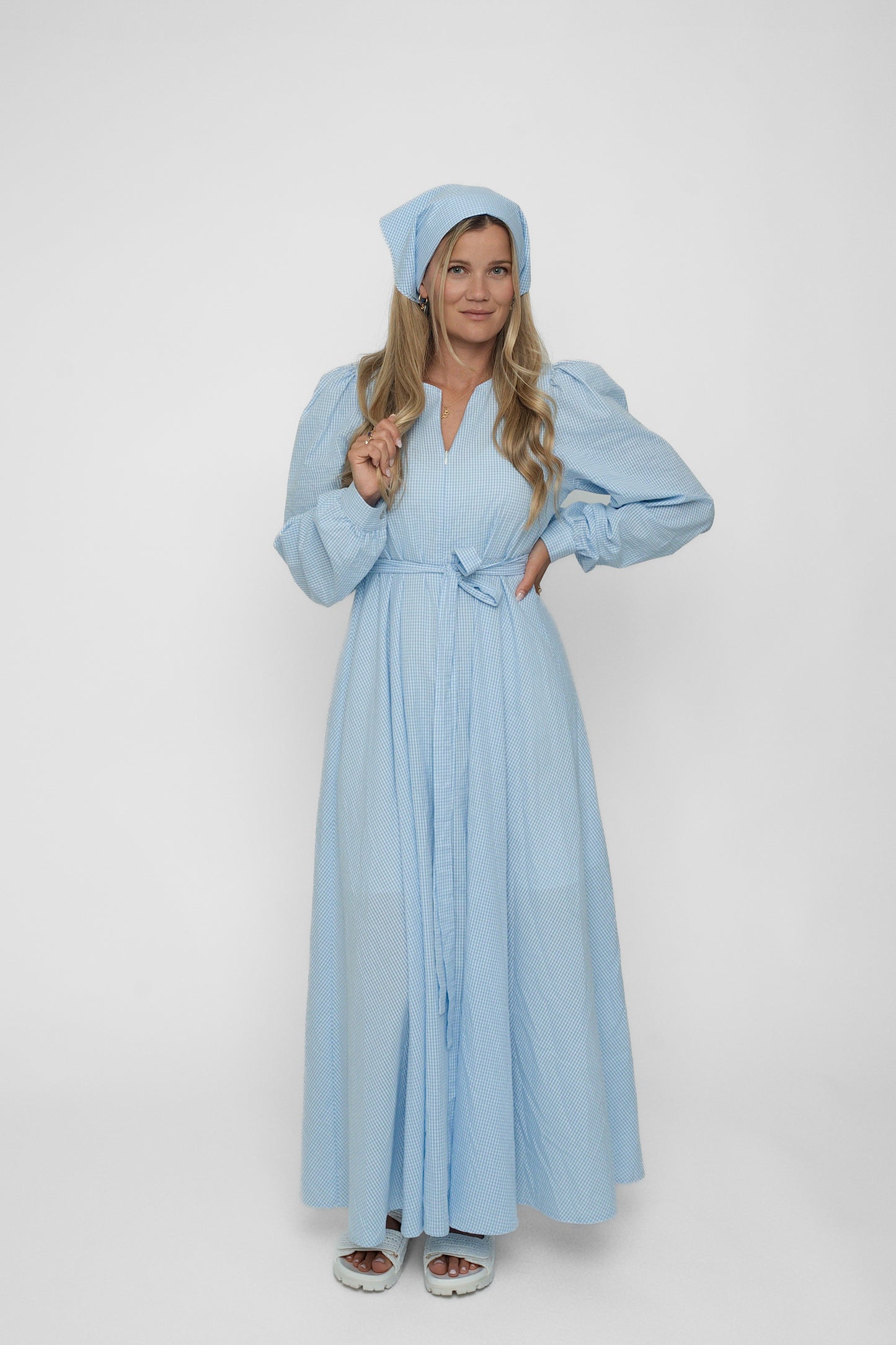 Madikken-kjole blå ruter