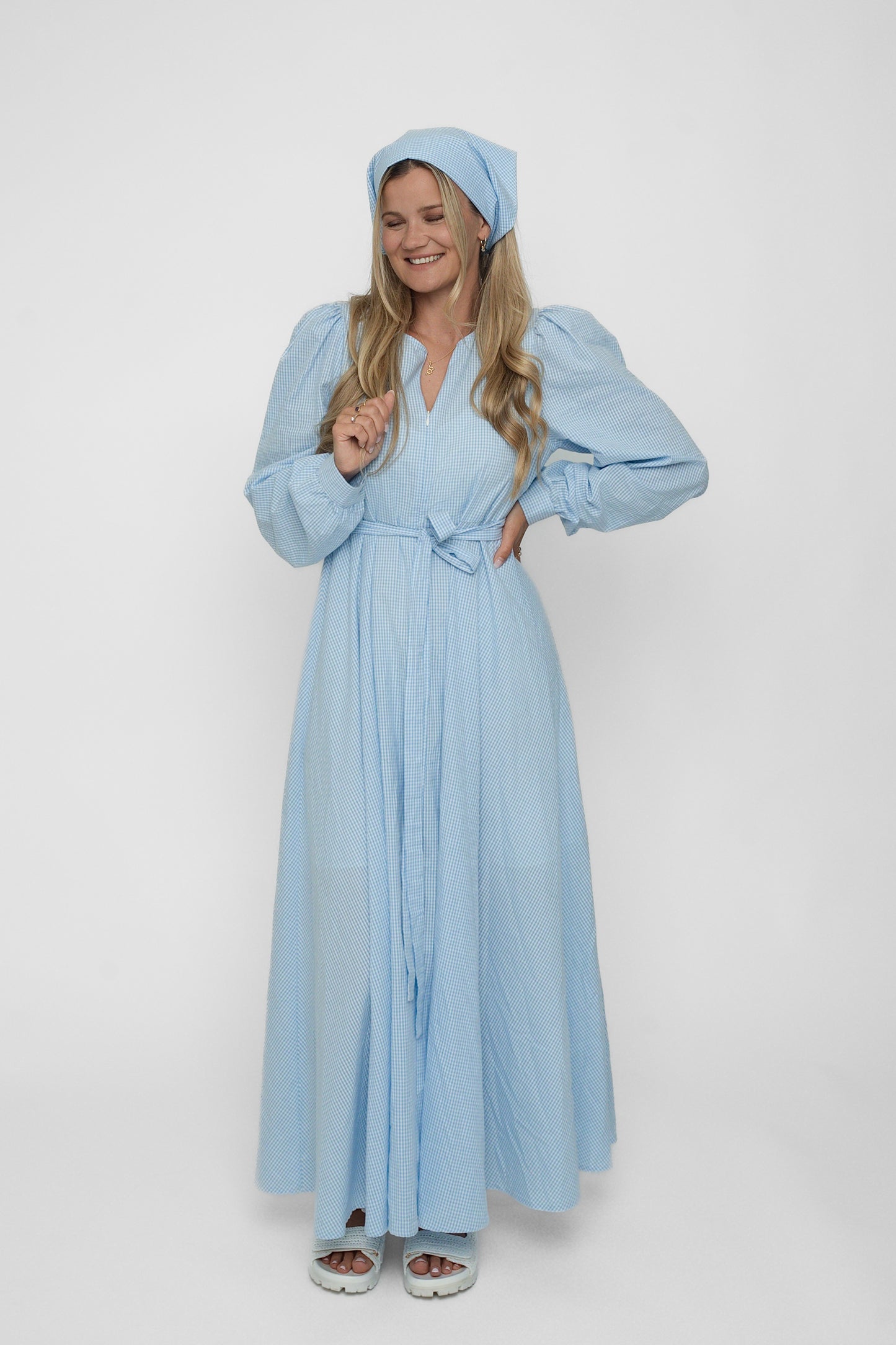 Madikken-kjole blå ruter