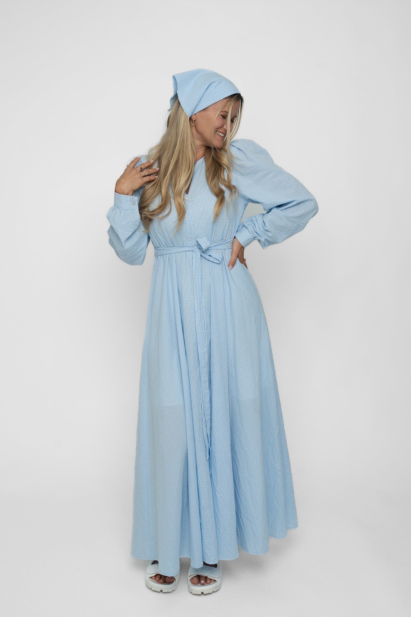 Madikken-kjole blå ruter