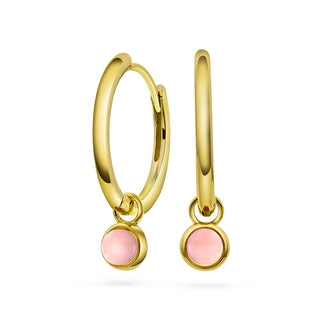 Ørering i forgylt sølv med rosa opal KJÆRLIGHET (24mm)