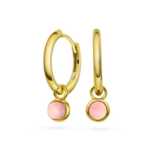 Ørering i forgylt sølv med rosa opal KJÆRLIGHET (18mm)
