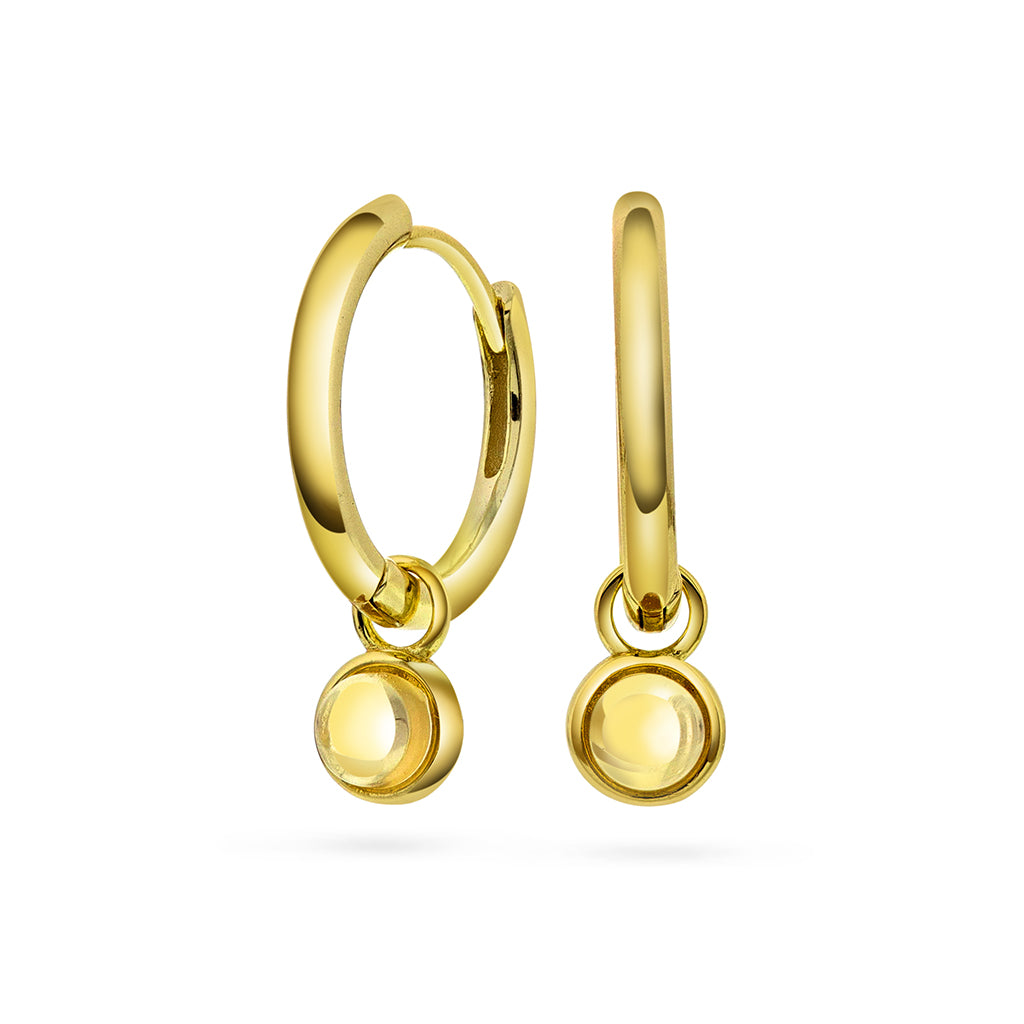 Ørering i forgylt sølv med citrin GLEDE (18 mm)