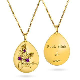 Amulett  "Fuck flink" med ametyst