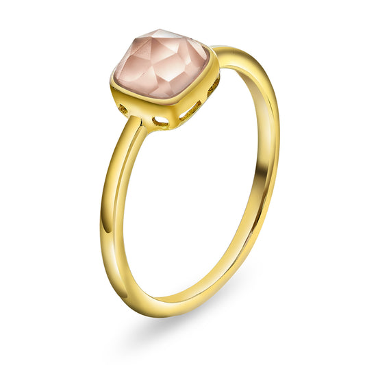 Ring i forgylt sølv med rosa opal KJÆRLIGHET