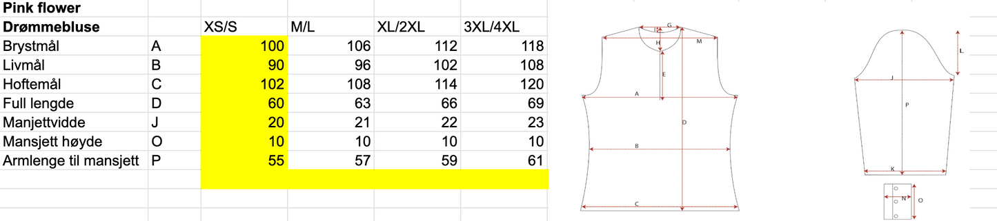 Drømmebluse - Pink flower- Forhåndssalg